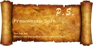 Presovszky Solt névjegykártya